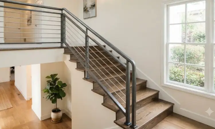 Railing tangga logam, Sumber: AI