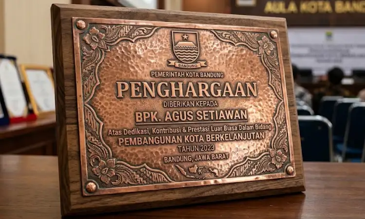 Plakat tembaga custom, Sumber: AI